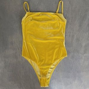 Yellow Velvet Bodysuit